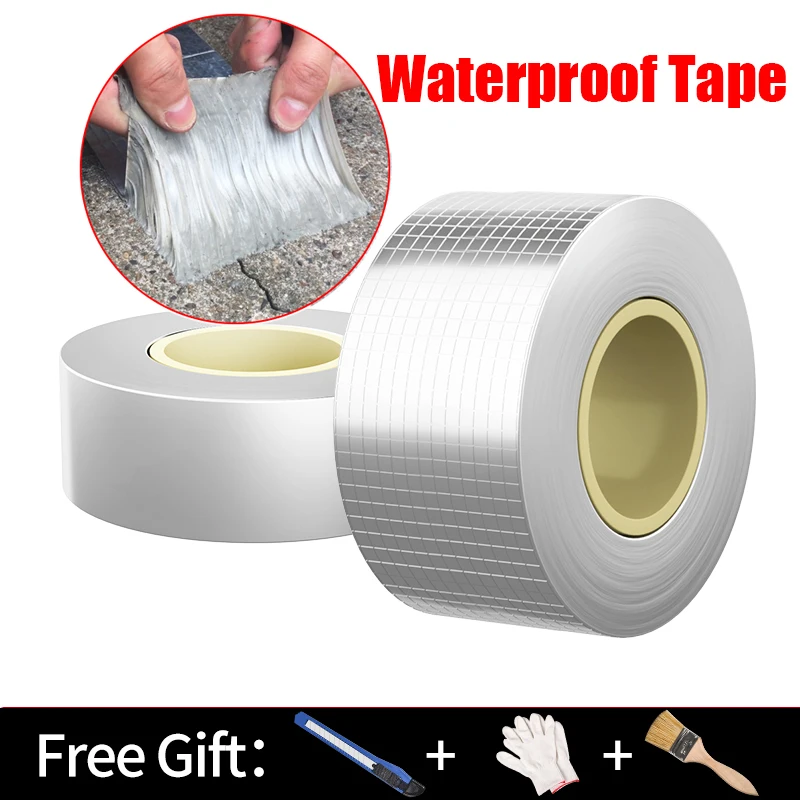

Aluminum Foil Waterproof Tape High Temperature Resistance Thicken Butyl Tape Masking Wall Crack Roof Duct Repair Adhesive Tape