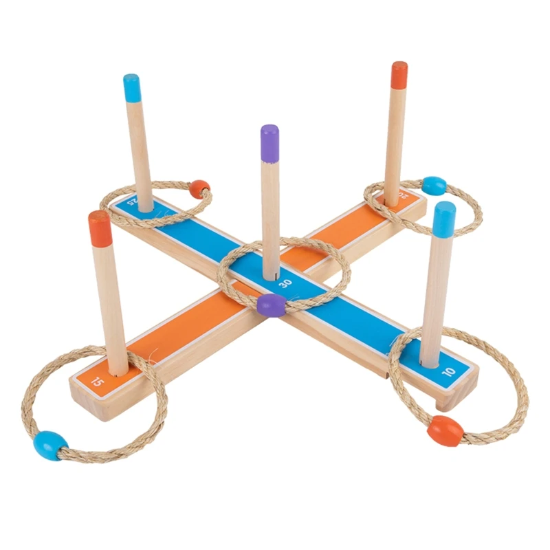 

Indoor Outdoor Wooden Ring Toss Toy Kit Birthday Gift for Children Easy Assemble