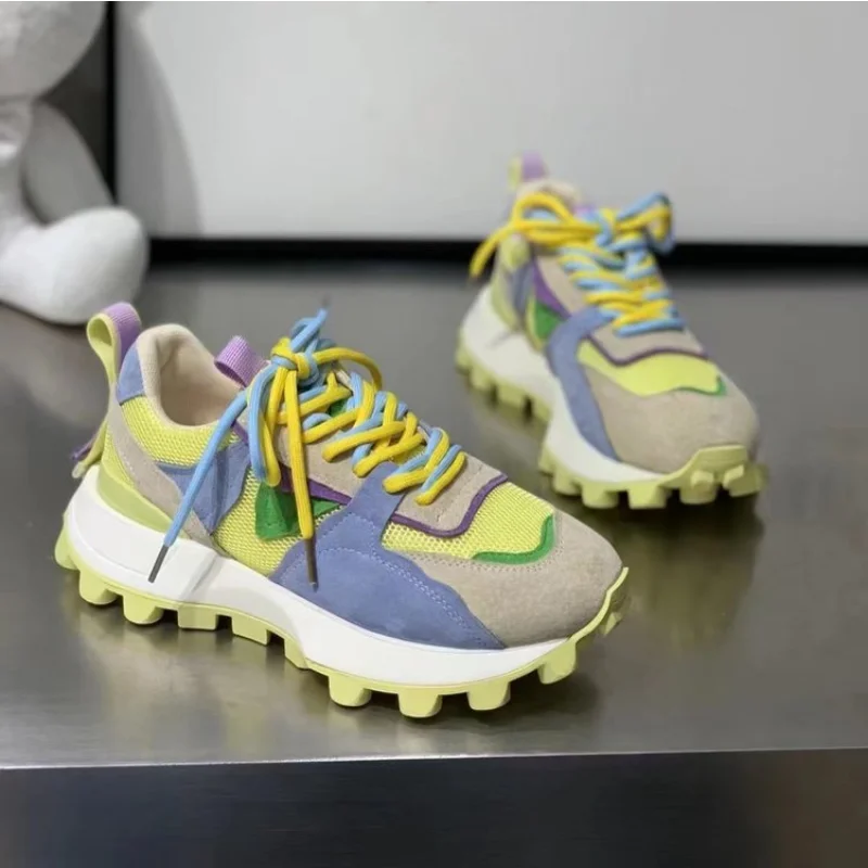 

Спортивные туфли на шнуровке, дышащие сетчатые кроссовки на толстой подошве, повседневные, модный дизайн, холщовые туфли для тенниса, новинка 2023