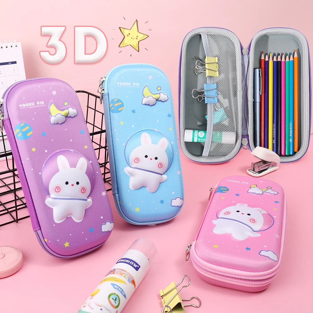 

Милые Мультяшные пеналы с 3D рисунком, большая емкость, многофункциональный милый кролик, школьный пенал для учеников, футляр, канцелярские ...