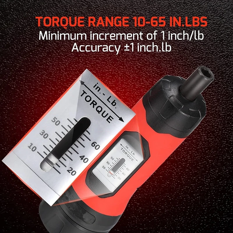 

Upgraded Torque Screwdriver 1/4" Drive Screwdriver Torque Wrench Adjustment Range 10-65In.lb Carbon Steel & ABS Made