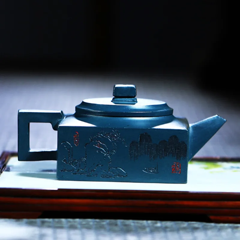 

Handmade Tea Pot High-end Purple Clay Teapot Raw Ore Azure Mud Kettle Chinese Tea Ceremony Customized Collection 280ml