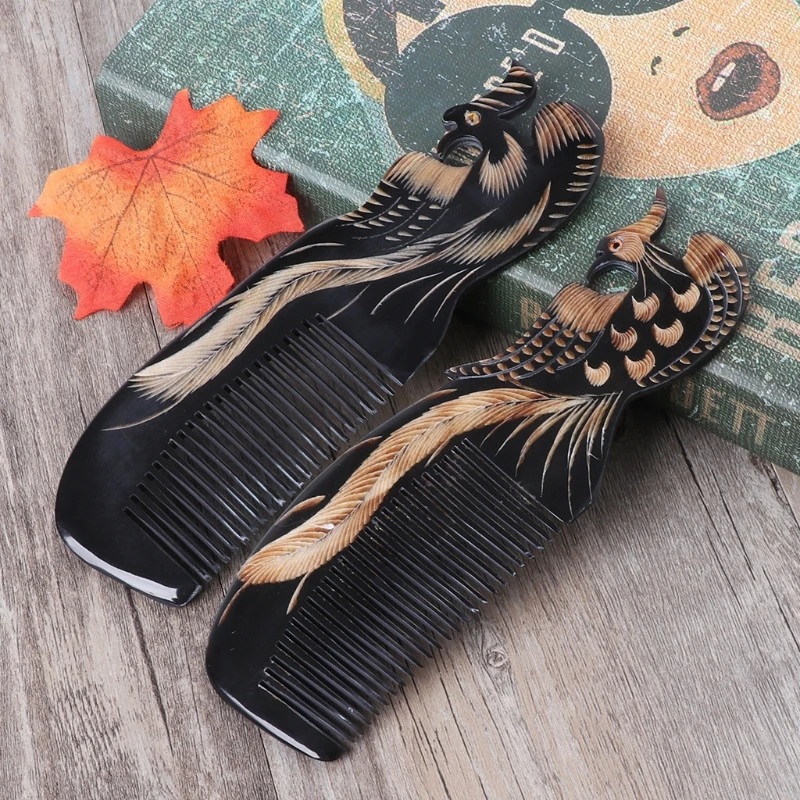 Natural Ox Horn Comb Hand Carved Hair Loss Treatment Brush Massage Healthy Combs 28ED