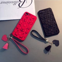 fashion leather phone chain lanyard colorful love tassel pendant telephone strap phone case cord phone charm jewelry accessories