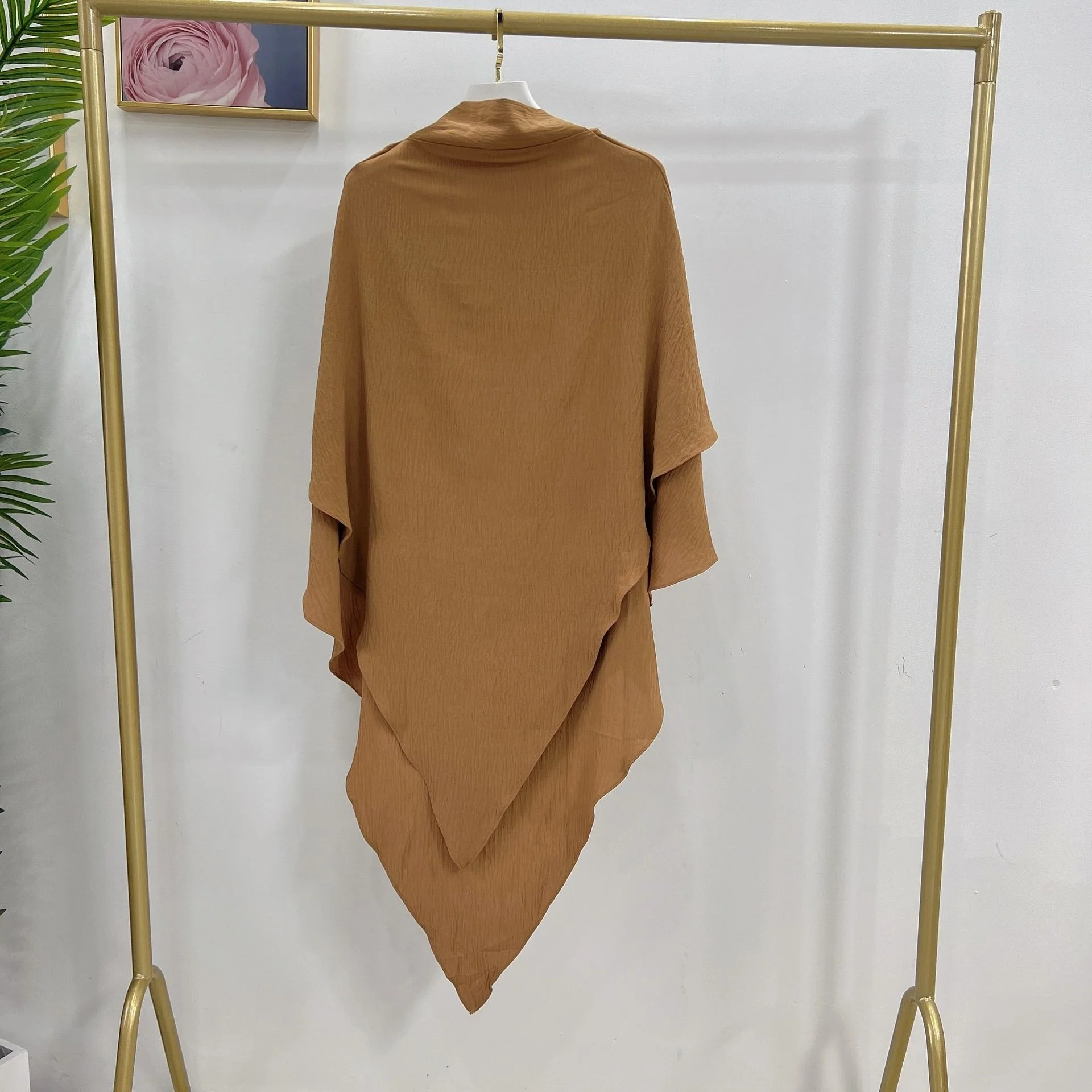 Long Khimar Hijab Scarf Wrap 2 Layers Crepe Voile Femme Musulman Muslim Fashion Ramadan Prayer Hijabs Wholesale Islamic Clothing