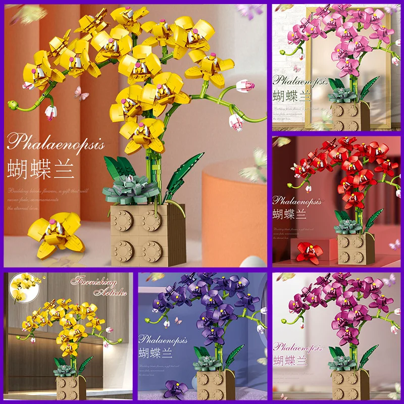 

1369pcs Girls Assemble Potted Chinese Style Flowers Suit Bouquet Building Block Toys Bloemen Fleur Kwiaty Flower
