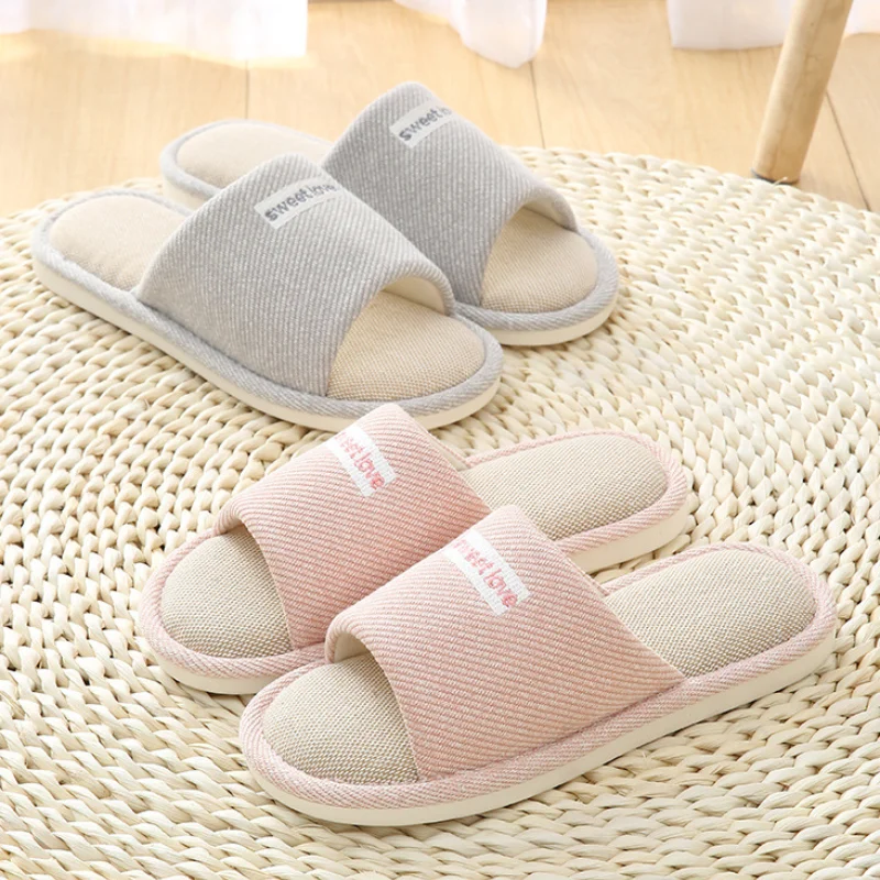 

Autumn Linen Women Home Cotton Anti-slip Slippers Indoor Ventilate Male Couple Pantuflas Shoes Chaussons Casa Mujer Zapatillas