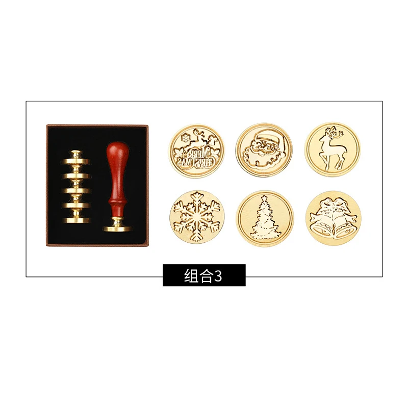 

Engraved Square Cap (6 Copper Heads + 1 Wood Handle) Sealing Wax Stamps Wedding Invitations Gift Cards Scrapbooking Handmade