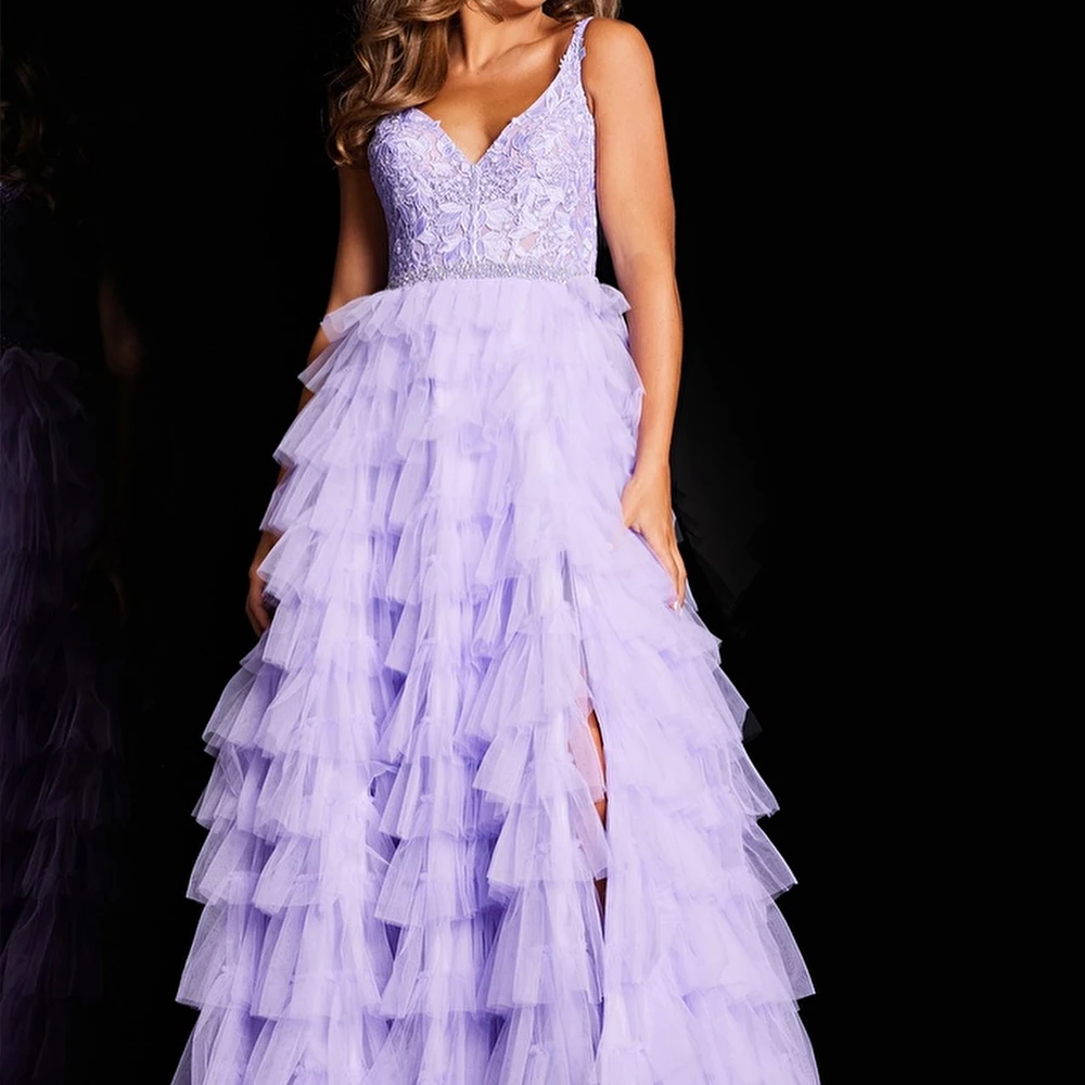 Элегантное Вечернее Платье с V-образным вырезом открытой спиной и Боковым