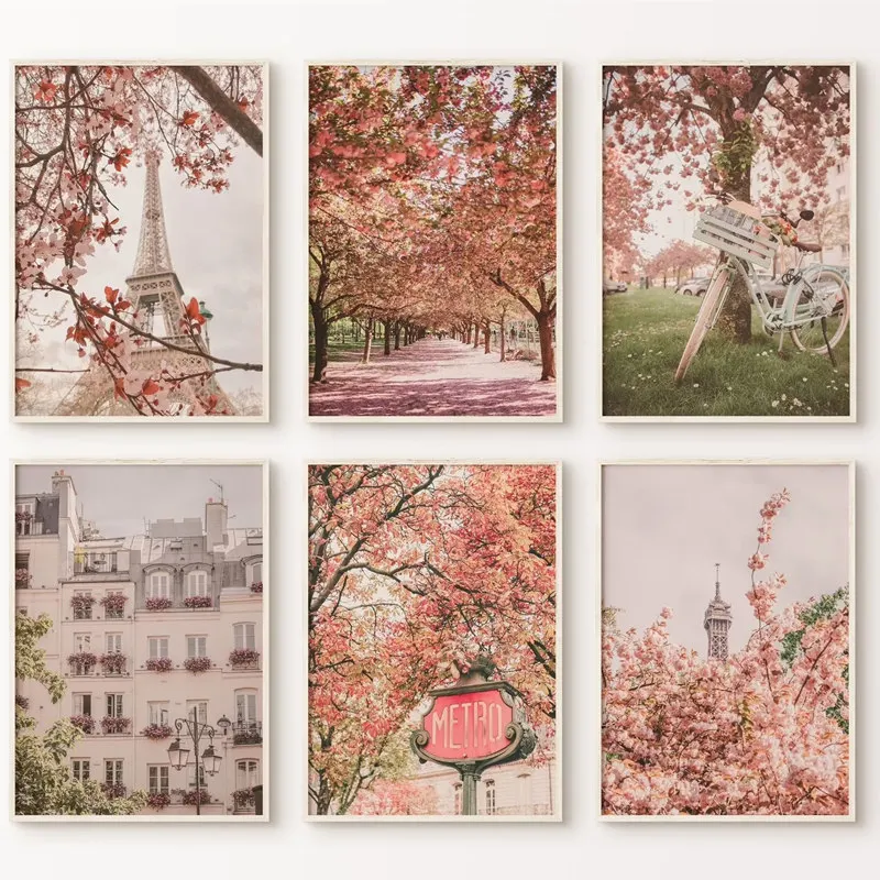 

Eiffel Tower Wall Art Canvas Painting London Flowers Posters And Prints Modern Floral Architecture Picture Home Decoration