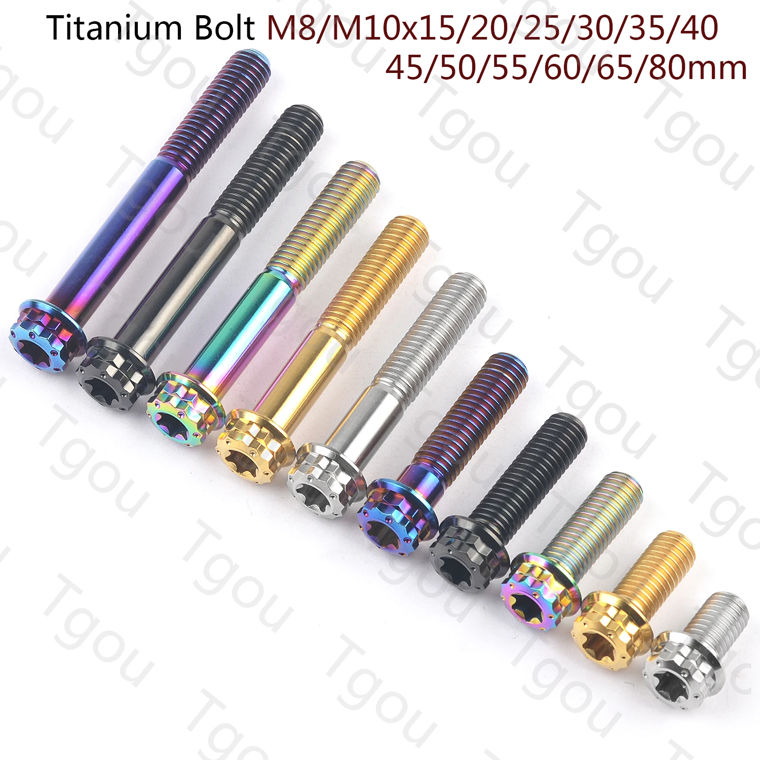 

Tgou Titanium Bolt M8x15~80mm M10x25~70mm Pitch1.25/1.5mm 12 Points Flange Torx Head Screw for Motorcycle Calipers Refitted