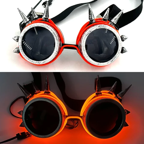 Модные светодиодные очки EL Neon очки с заклепками, темные линзы, красочные светящиеся очки для танцев, аксессуары для Хэллоуина