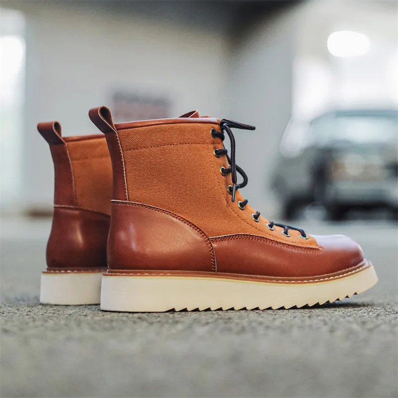 Мужские повседневные ботинки на платформе в английском стиле обувь из