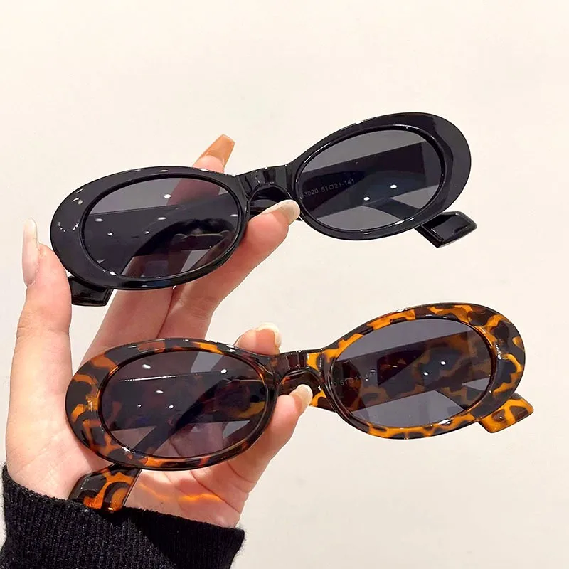 

2023 New Fashion Small Oval Sunglasses Women Men Vintage Leopard Jelly Color Eyewear Trend Outdoor Sun Glasses Shades UV400