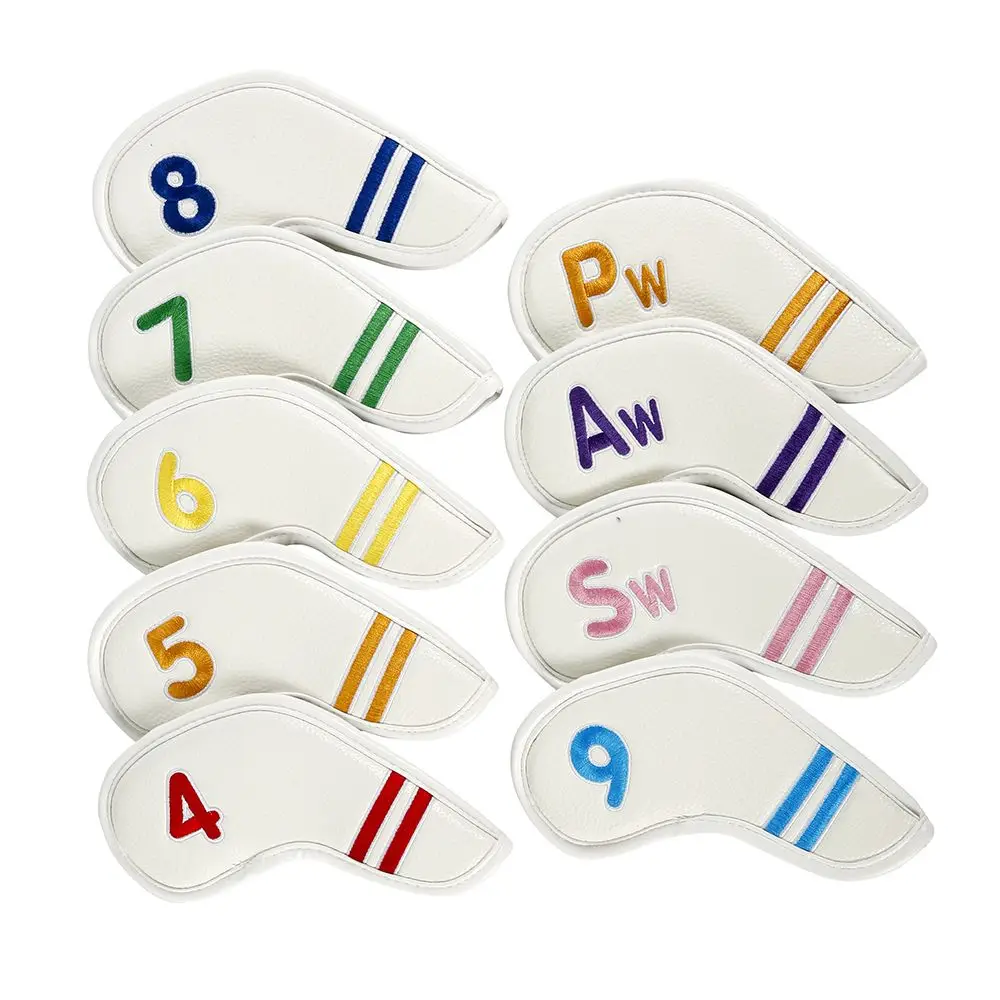 

9Pcs/set PU Iron Head Cover Professional Protective Golf Putter Case Putter Protector Golf Club Cover Club Head Cover