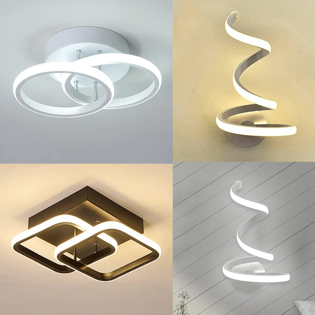 18W 22W Modern Spiral LED Wall Light Creative Background Bedside Lamp Acrylic Iron Sconces Lamp Bedroom Decor Wall Lamp