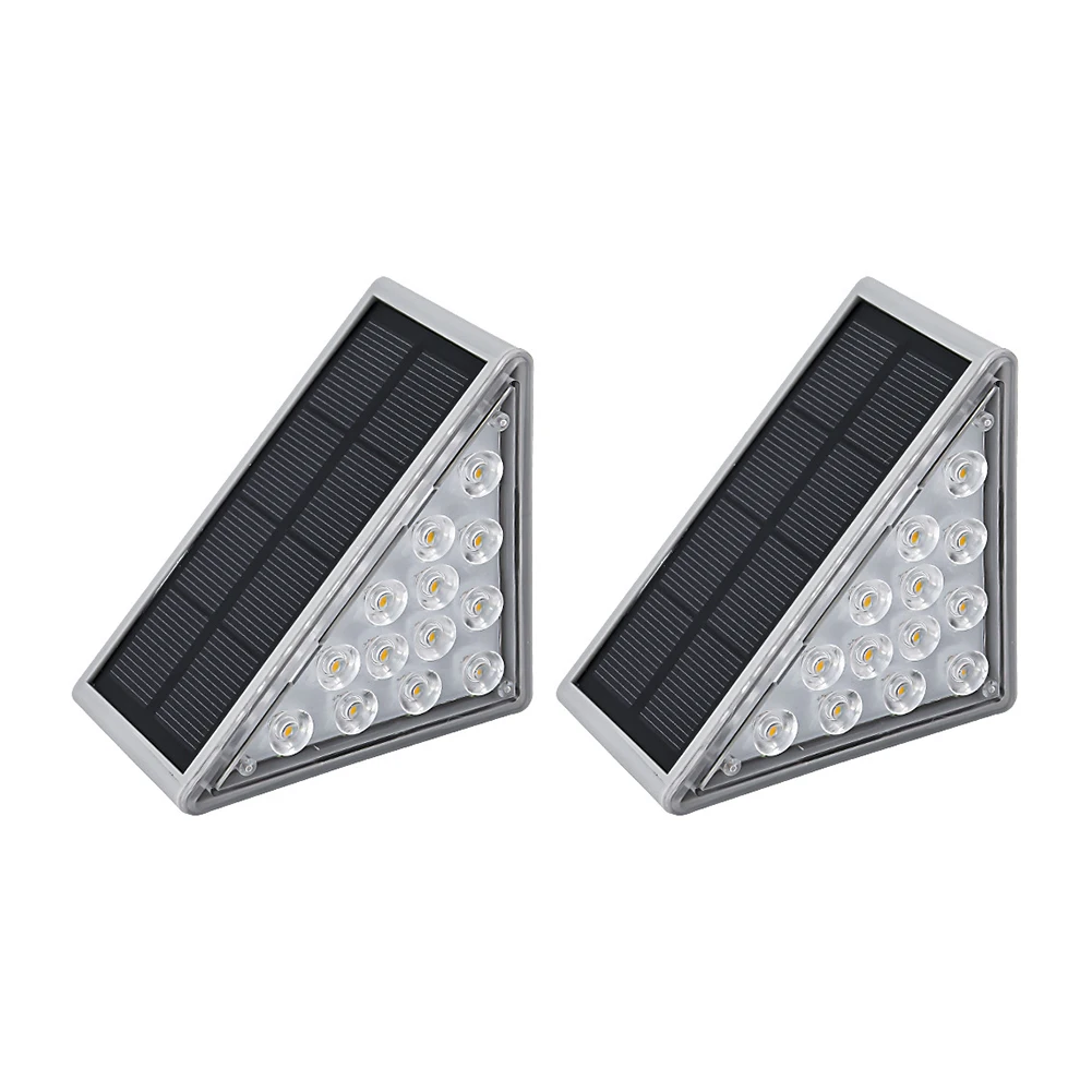 

2pcs Anti Theft Deck Triangle 13 LEDs Outdoor Garden Yard Patio Fence Wireless Solar Step Light Waterproof Pathway Super Bright