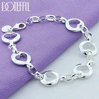 doteffil 925 sterling silver full heart chain bracelet fashion for women wedding engagement jewelry