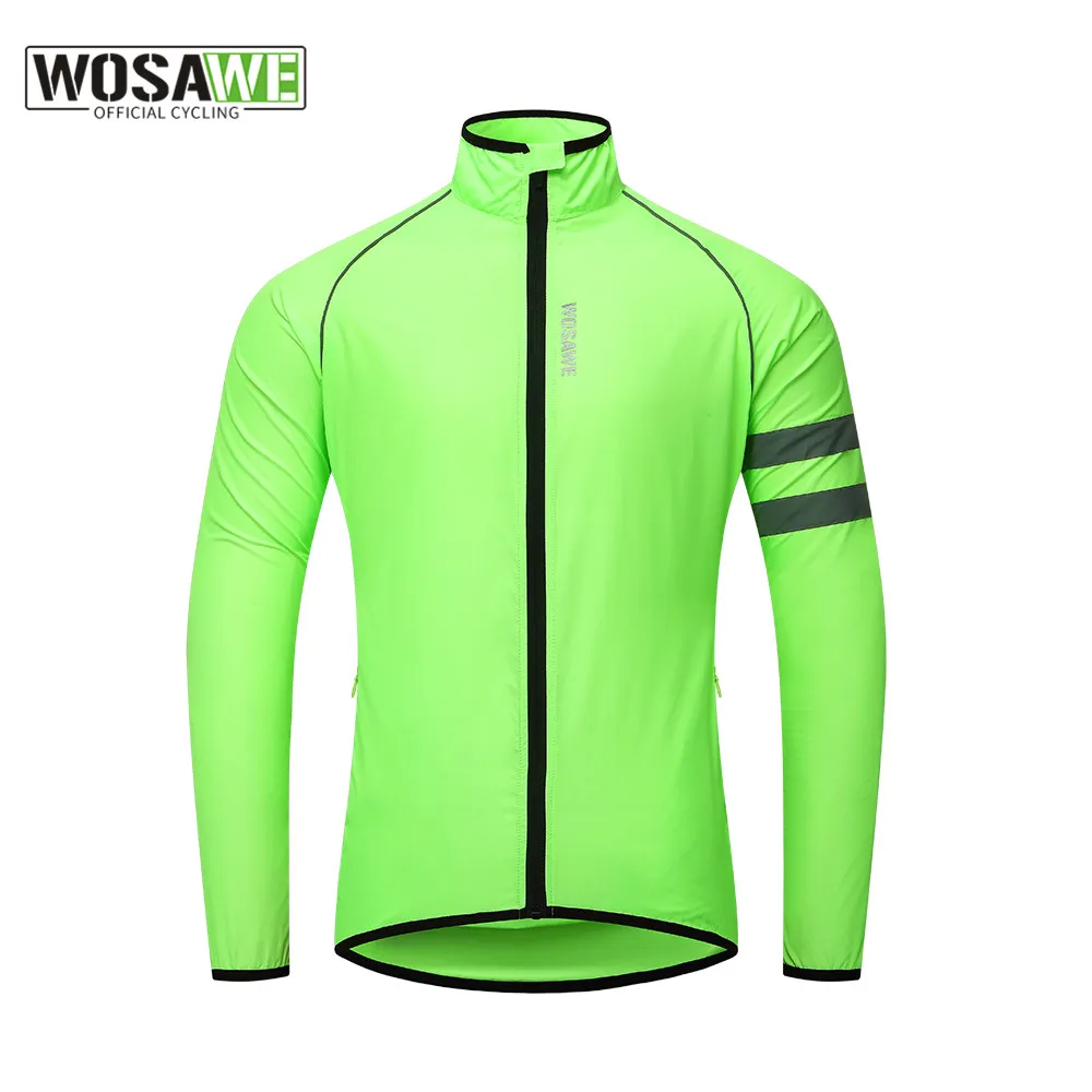 

WOSAWE Reflective Cycling Jacket Men's Windbreaker Water repellent Windproof Riding Bike MTB Bicycle Running Hiking Long Jersey