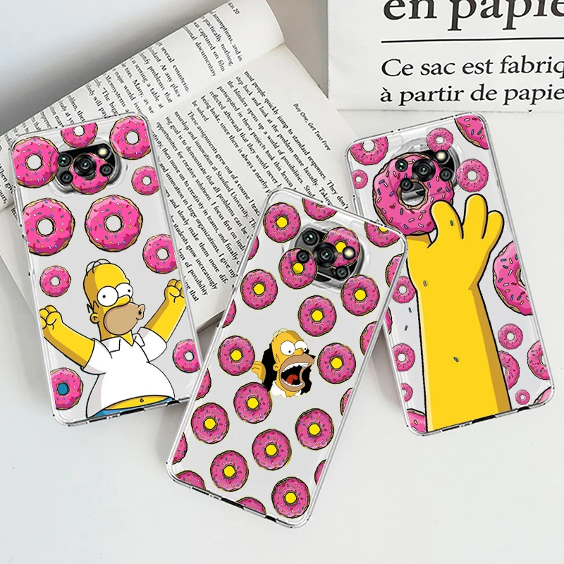 

Phone Case For Xiaomi Mi Poco X4 X3 NFC F4 F3 GT M4 M3 M2 X2 F2 F1 Pro C3 5G Disney Simpsons Homer Cute Transparent TPU Cover