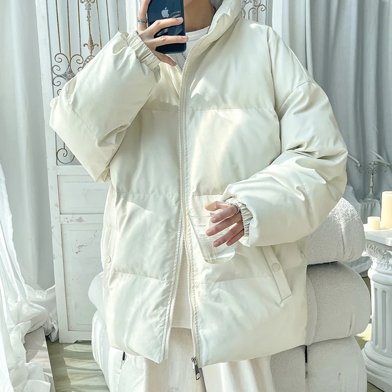 Winter Thickened Leather Jacket Men Warm Fashion Casual Black White Thick Leather Coat Men Korean Loose Short Coat Mens Parker