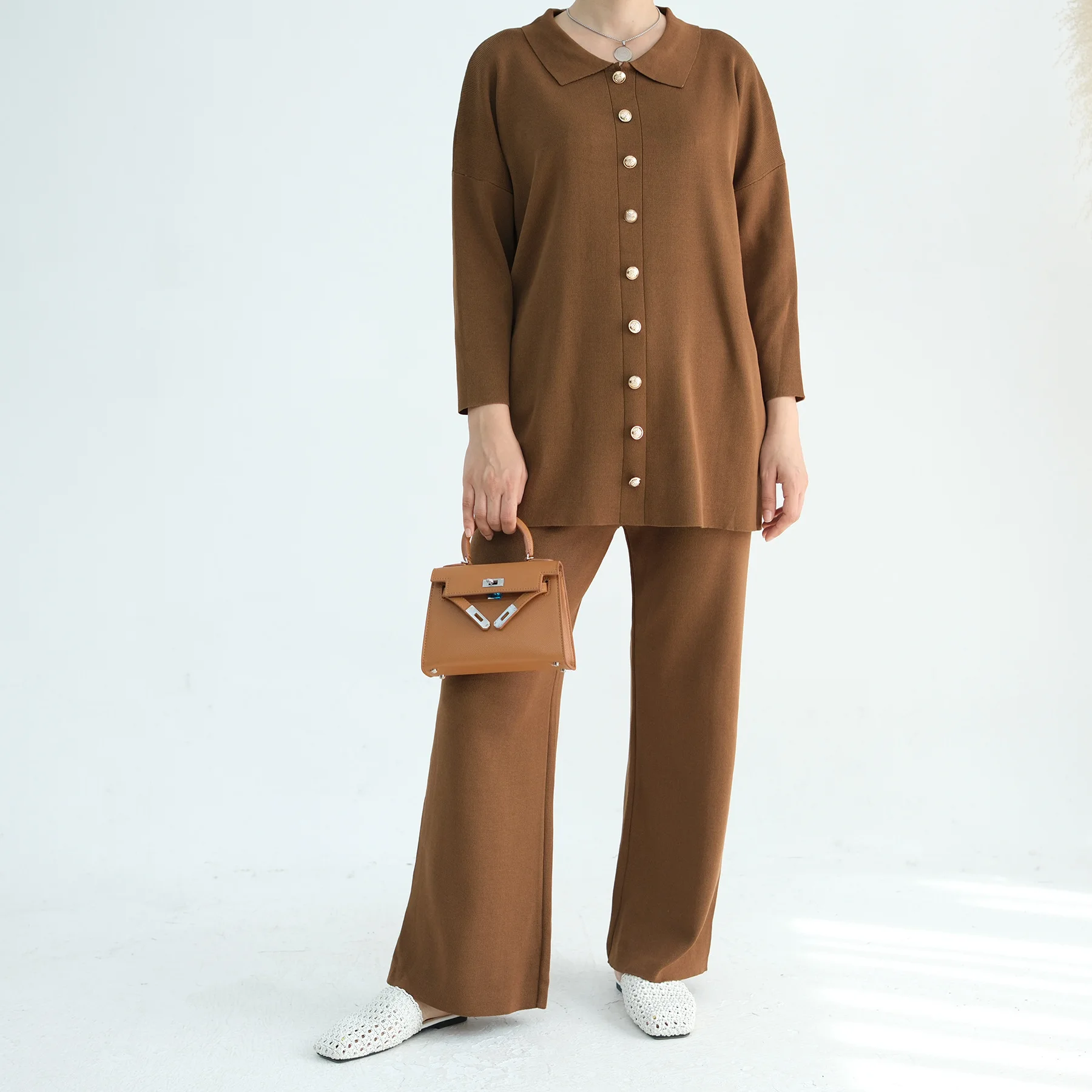 Зимний трикотаж свитер мусульманский скромный однотонный комплект из абаи топы