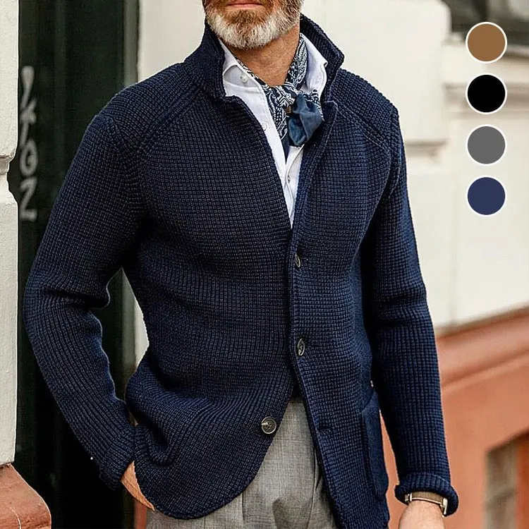 

2022 Mens Stand Collar Knitted Warm Casual Cardigan Coat Long Sleeve Sweater Cardigan Jacket Solid Thick Knitting Sweatercoat
