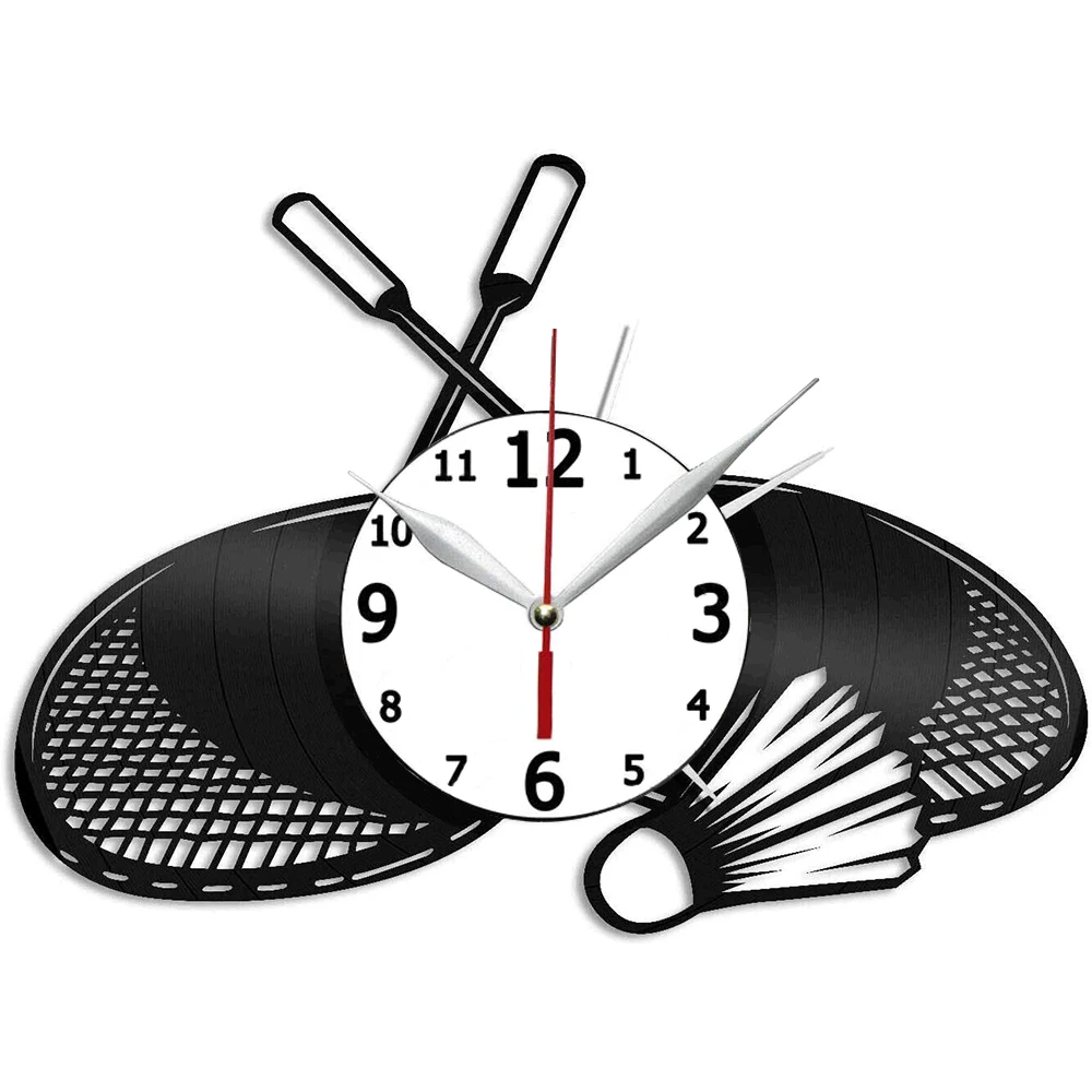 

Best art Badminton Vinyl Wall Clock Sports Lovers Friends Souvenir Gift Home Decoration Vintage Design Office Bar Room Home Deco