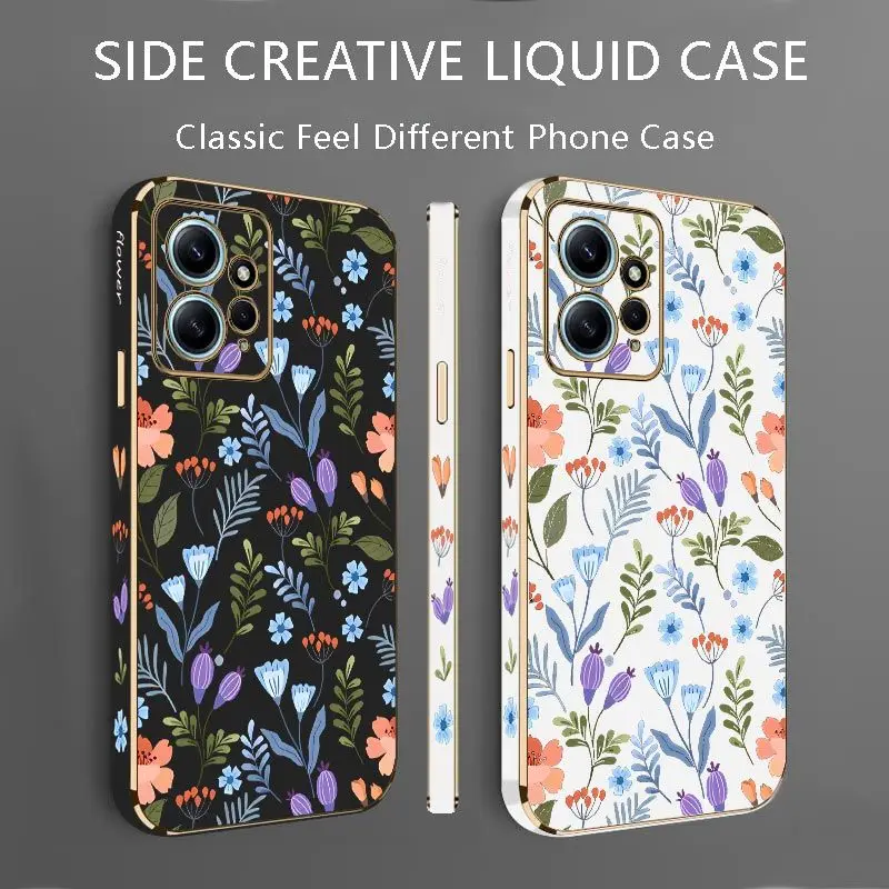 Exquisite Flowers Luxury Plating Phone Case For Xiaomi Redmi Note 11 Pro Plus 10 Pro 11 11S 12Pro Plus 12 9S 8 Pro Cover
