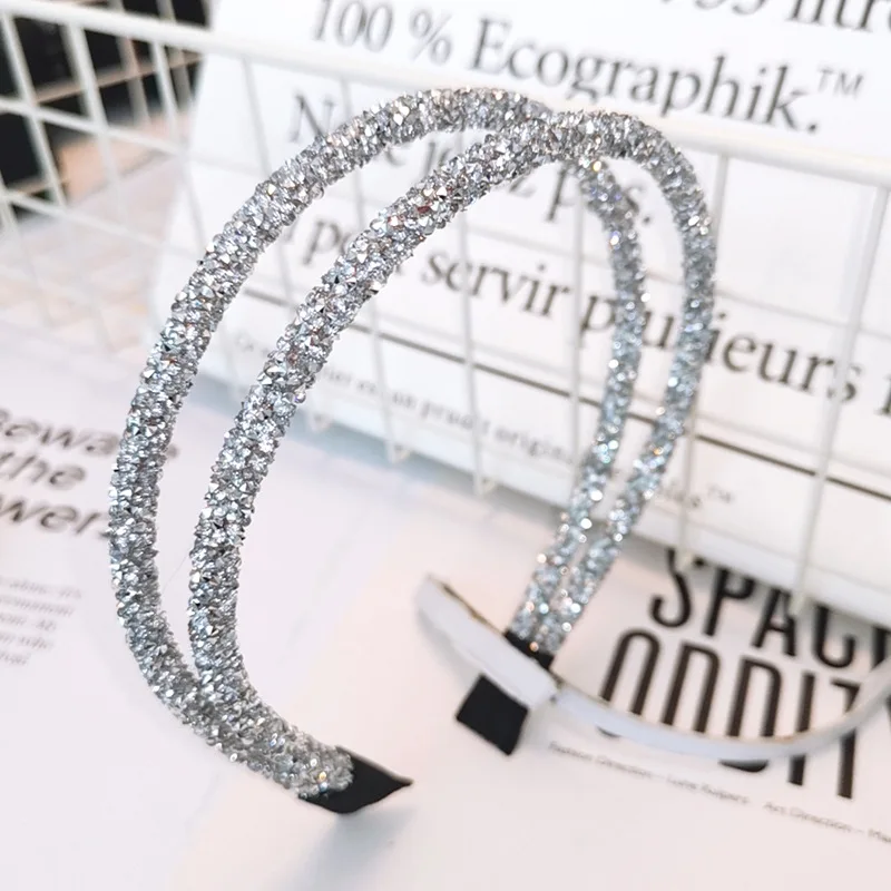 

Модная повязка стразы для волос с полностью алмазным покрытием сверкающая двойная кристальная боковая повязка для волос повязка на голову ...