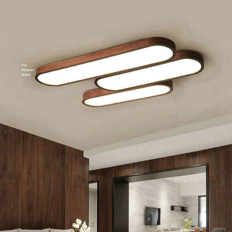 

Nordic Style Ultra Thin Walnut Color Oval LED Wooden Frame with Acrylic White Cover Lampshade Ceiling Light for Living Room