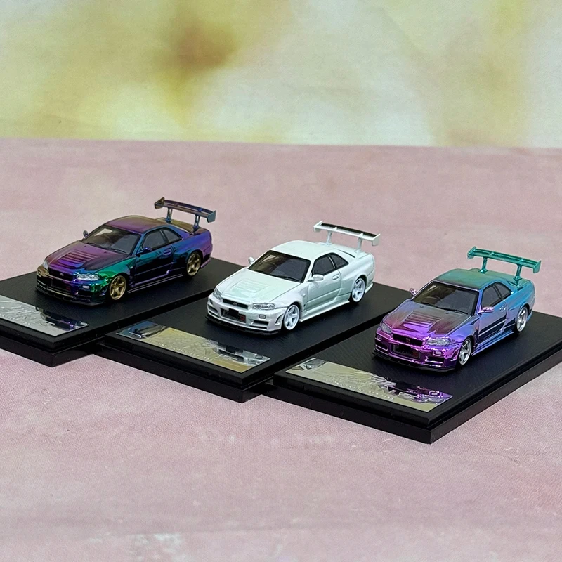 Fuji 1:64 Skyline GT-R R34 Nismo Z-Tune Модель автомобиля из гальванического сплава