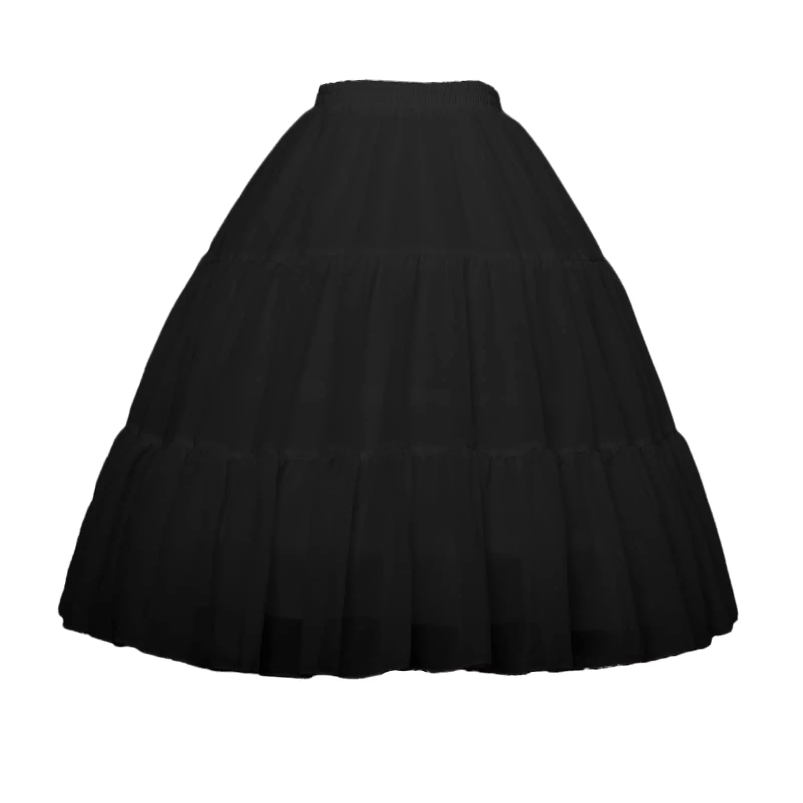 

Women Crinoline Petticoat 3 Hoop Skirt Knee Length Ball Gown Chiffon Underskirt Tutu Half Slips for Wedding Victorian Dress