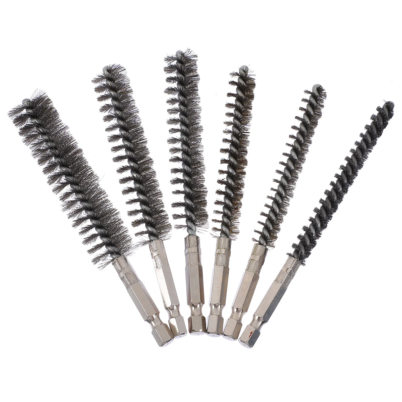 

6Pcs Stainless Steel Bore Brush with Hex Shanks Metal Cleaning Brush for Power Drill Impact Driver