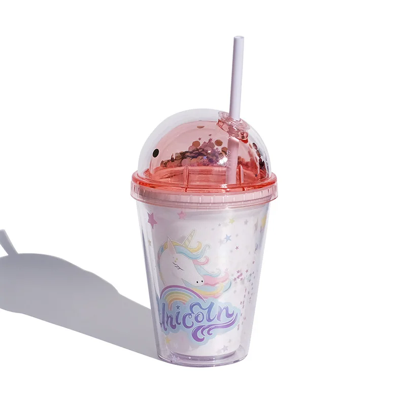 

Cute Tumbler with Lid and Straw Double Wall Insulated Acrylic Cup for Girls Women Kids, 380ml (Unicorn)