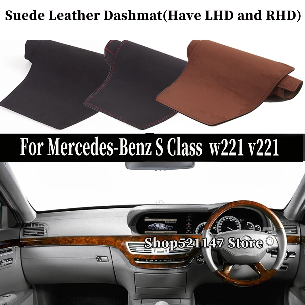 

Accessories Suede Leather Dashmat Dashboard Cover Mat Carpet For Mercedes-Benz S Class W221 V221 S350 S250 S400 S500L S63 S65