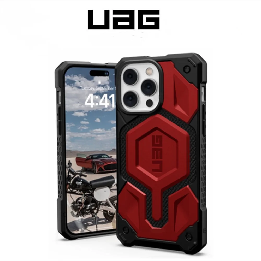 Official UAG Monarch Pro Magsafe  For iPhone 14 Plus Case 14 PRO 14 PRO Max Case Kevlar Series Red Case Drop Case Original