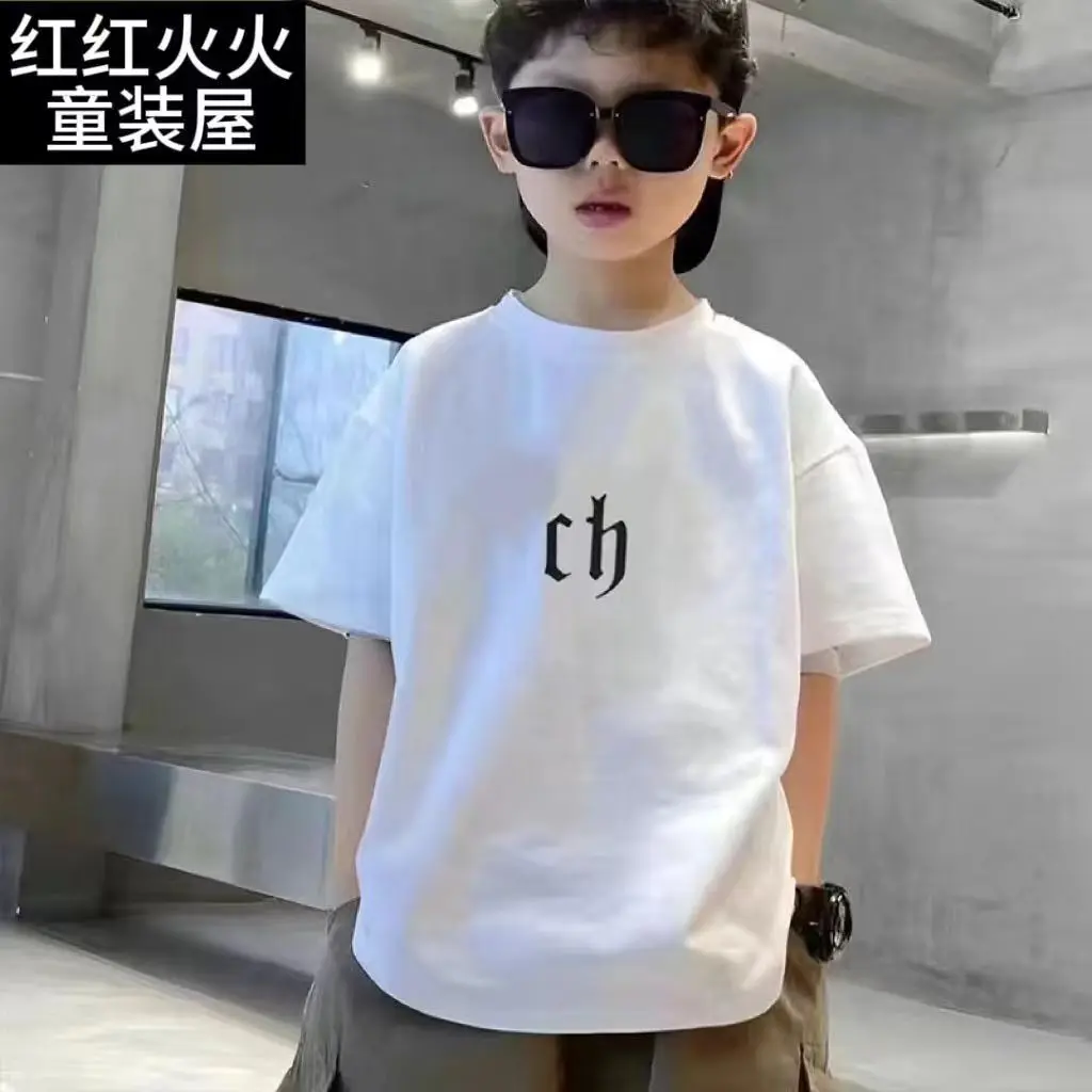 Футболка хлопковая с коротким рукавом и принтом свободного покроя