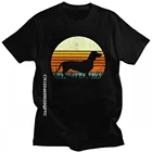 Уникальная мужская футболка такса для женщин и мужчин, хлопковая футболка для отдыха в стиле 70-х, винтажные Ретро-футболки с изображением заката собаки, Яркие топы, одежда