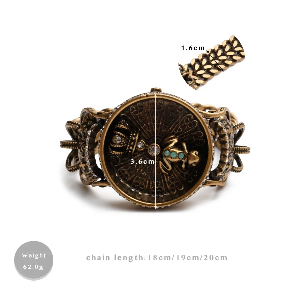 Женский винтажный браслет в виде королевской короны и лягушки