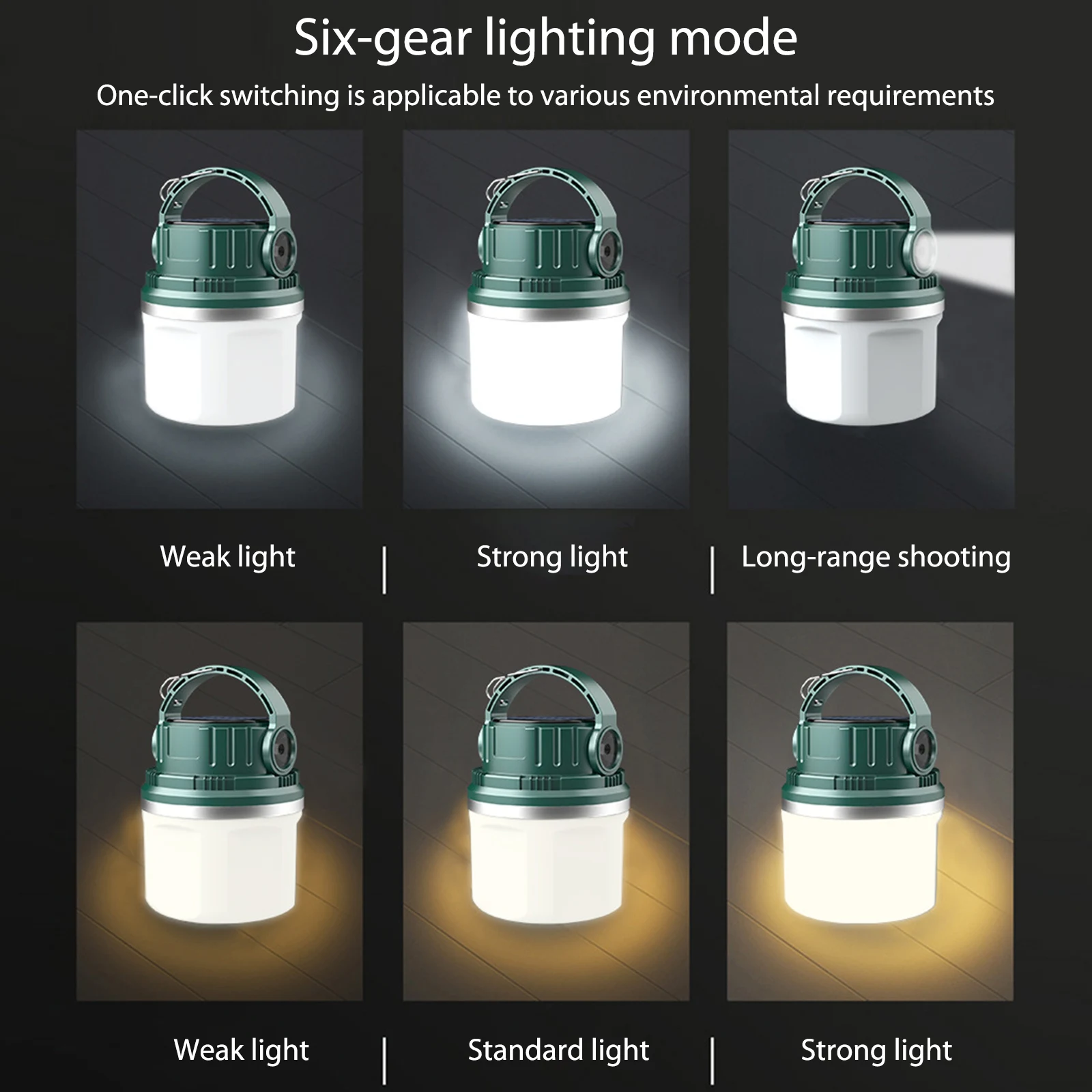 

Фонарь туристический Аккумуляторный на солнечной батарее, 2400 мАч, 6 режимов