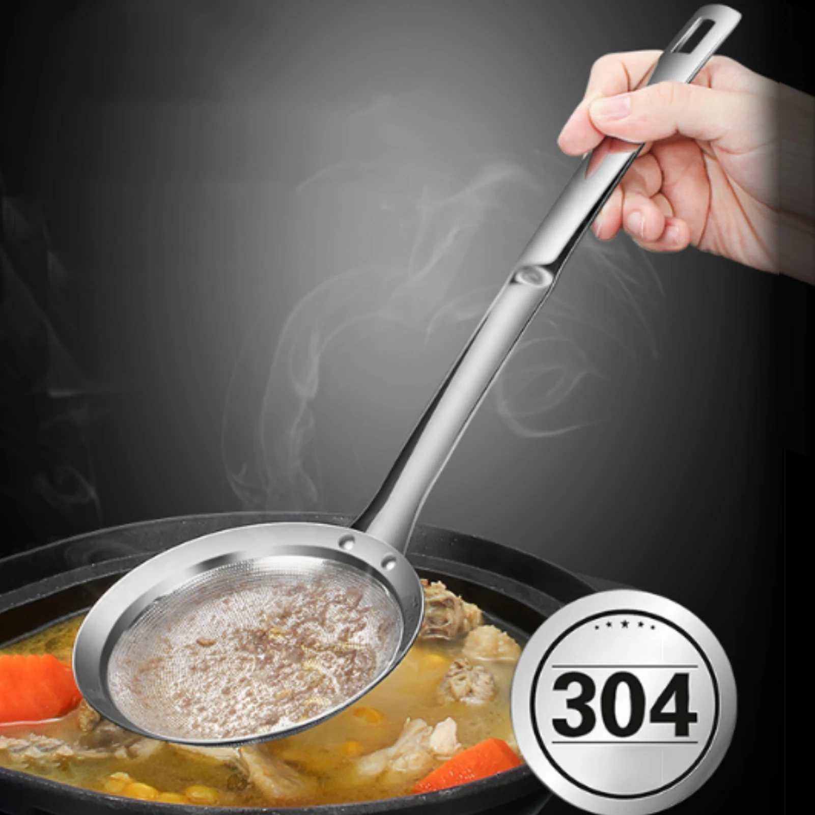 

Fine Mesh Strainer With Long Handle Food Strainers Skimmer Spoon For Quinoa Pasta Rinse Vegetables Non-Slip Heatless Comfort