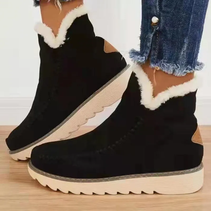 

Snow Boots Women Slip on Platform Ankle Boots Ladies Cotton Shoes Winter Casual Warm Short Boots Woman New Booties Female