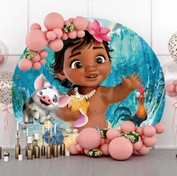 disney princess baby girl moana circle background birthday party decoration banner round photography backdrop photo studio