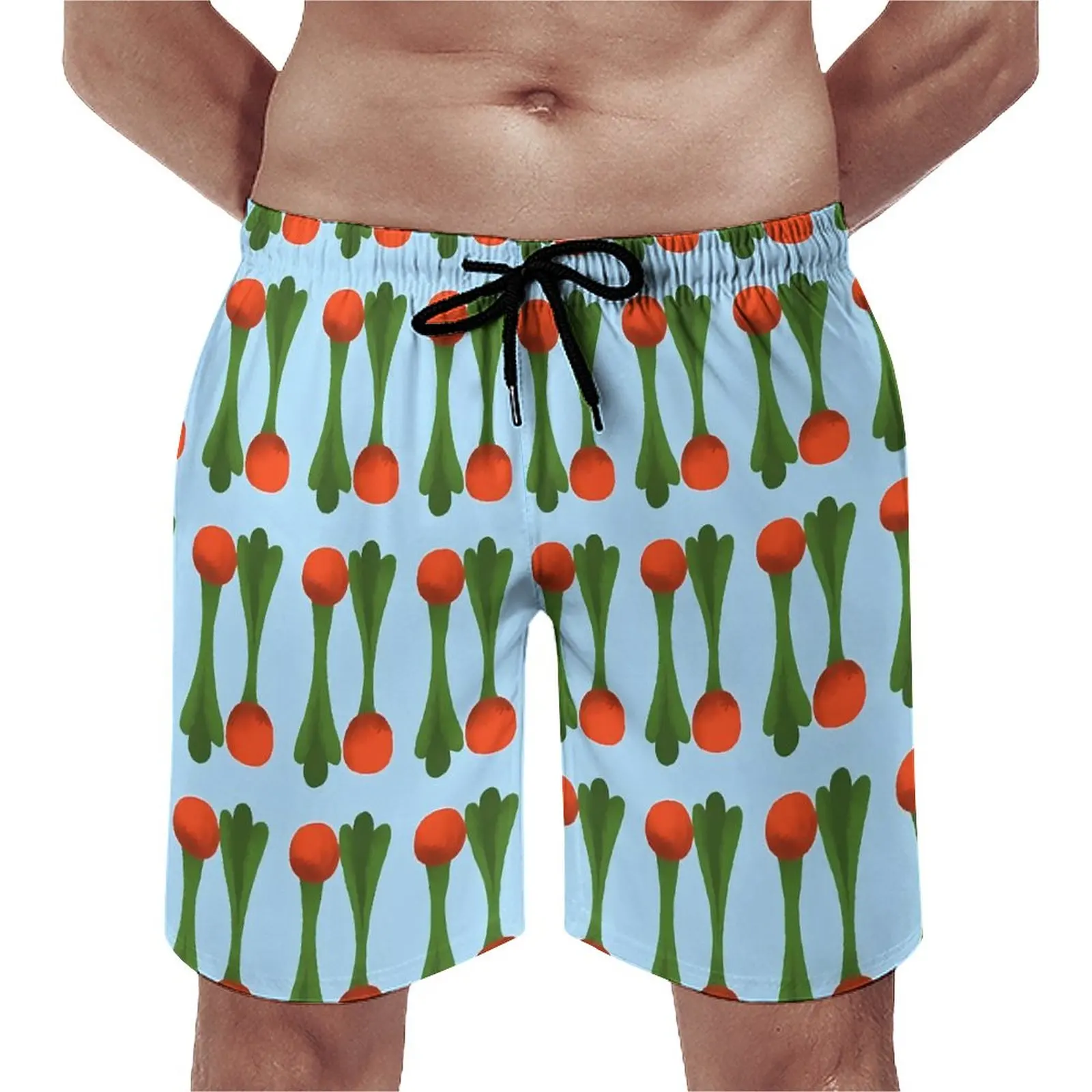 

Cute Radishes Board Shorts Summer Vegetable Print Casual Beach Short Pants Male Sports Surf Quick Dry Custom Swimming Trunks