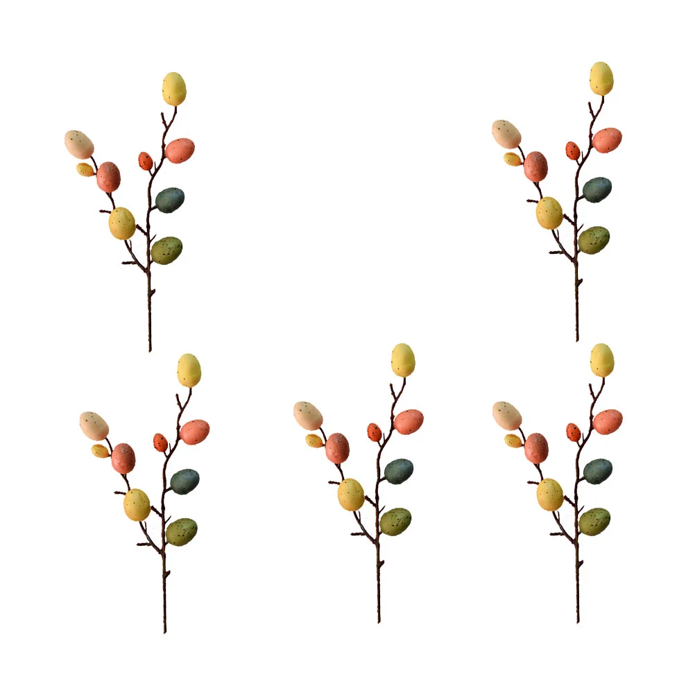 

5 Branches Easter Egg Ornaments Cake Ornament Easter Floral Arrangement Centerpiece Wreath Outdoor Decorate Easter Egg Stems