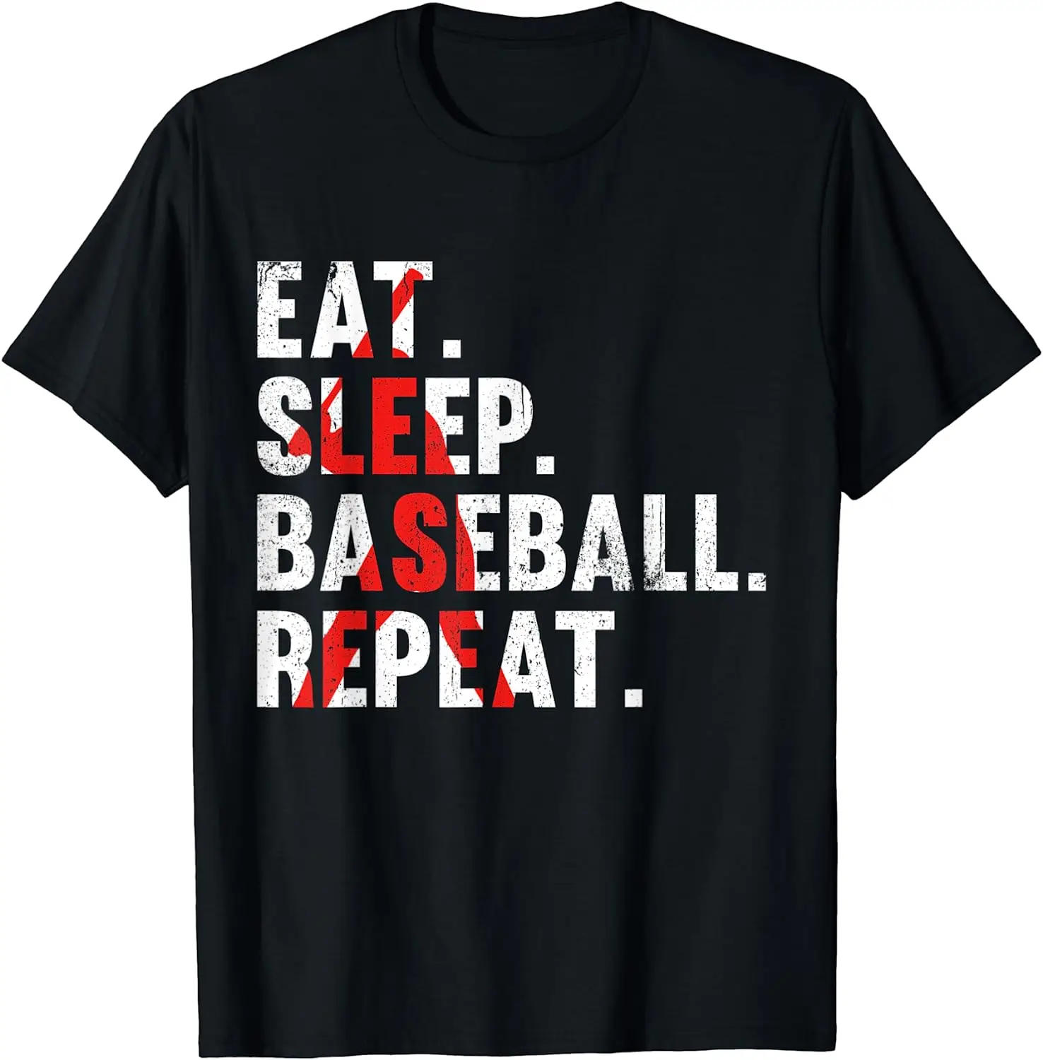 

Eat Sleep Baseball Repeat Funny Mens Tee for Sport Lovers T-Shirt Cotton Daily Four Seasons Oversized T Shirt Tees Streetwear