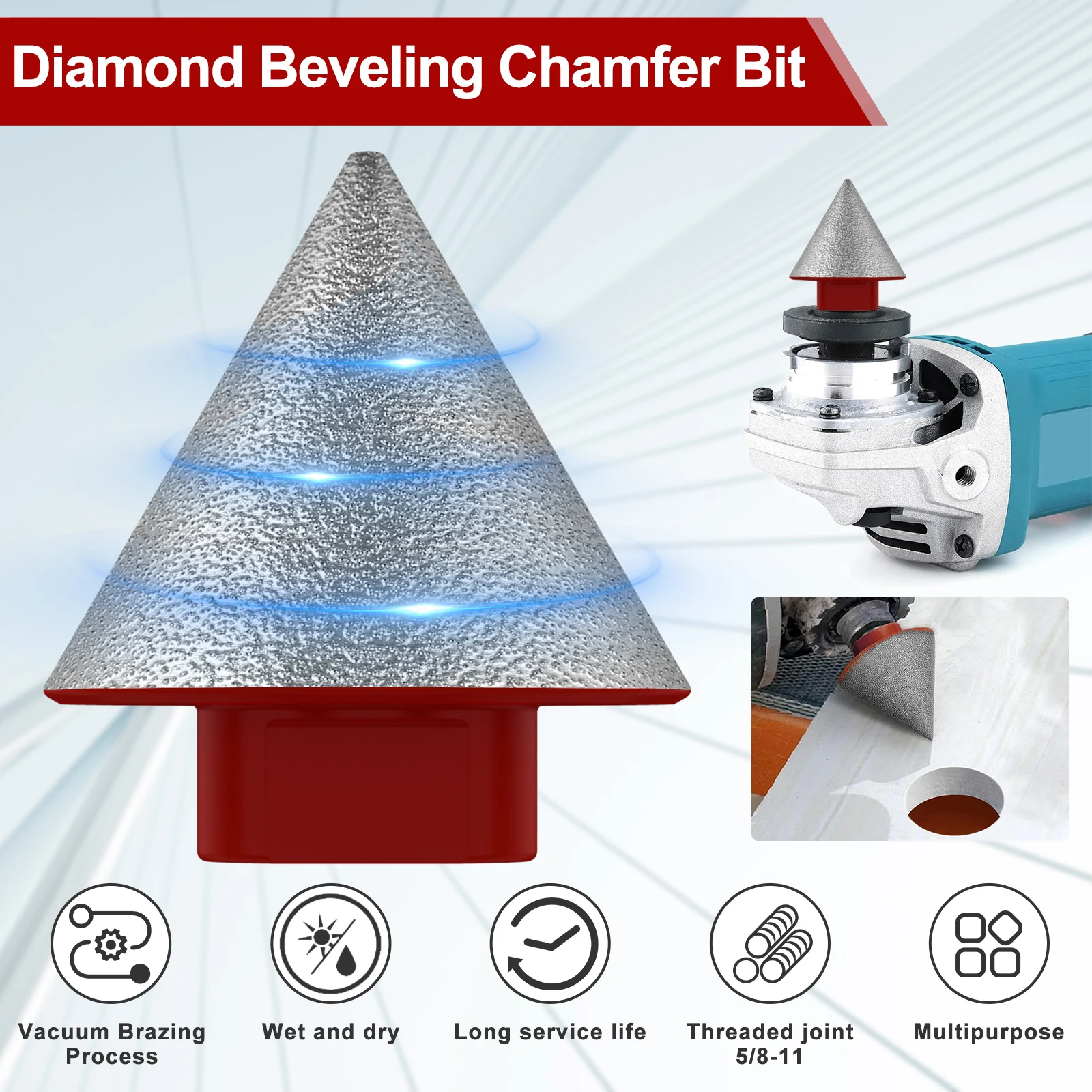 

Diamond Beveling Chamfer Bit Sturdy Diamond Countersink Drill Bits Cone Milling Bits Tile Finishing Hole Drill Bits M14 Threads