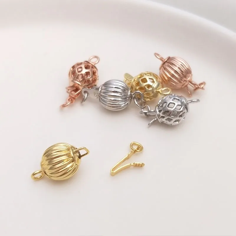 

1Pcs 18K Pearl Necklace Lantern Buckle Handmade DIY Necklace Bracelet Pendant Accessories Jewelry Making Insert Buckle