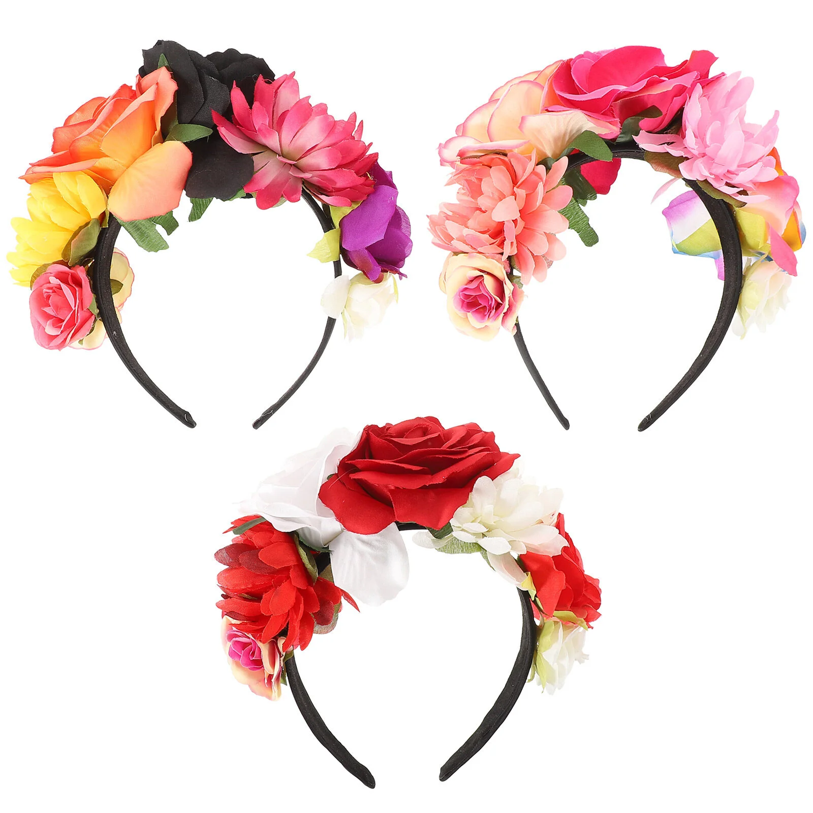 

Clothing Halloween Flower Headband Mexican Floral Headpiece Women Gothic Hair Accessories Day The Dead